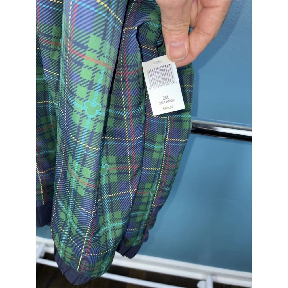 Disney‎ Store Full Zip Golf Jacket Size XXL Pluto Mickey Green Plaid Disney Golf